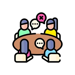 Иконка развития речи и коммуникации: ребёнок и взрослый общаются, символы речи